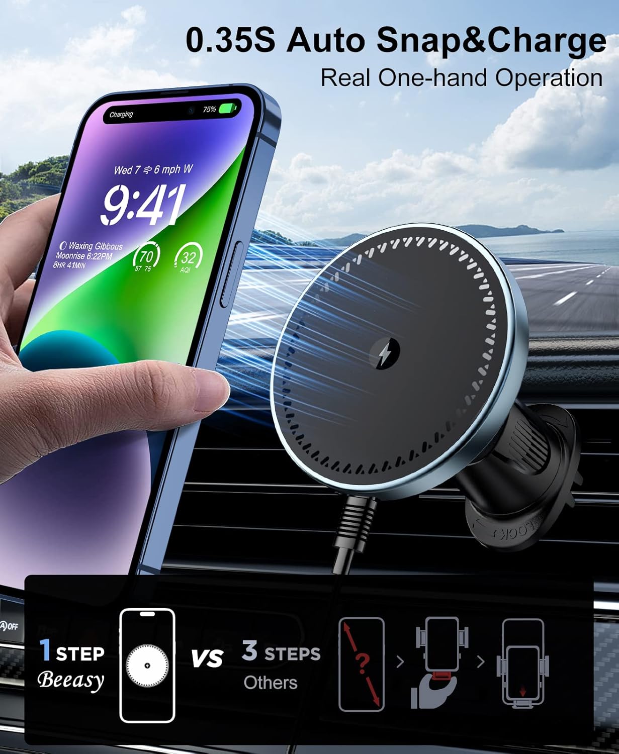 Phone Cooling Fan - UYUXIO 마그네틱 차량용 핸드폰 거치대 15W