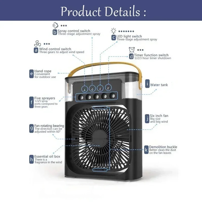 3 in 1 미니 에어컨 가정용 소형 에어쿨러 LED  - Phone Cooling Fan 리뷰 및 가격