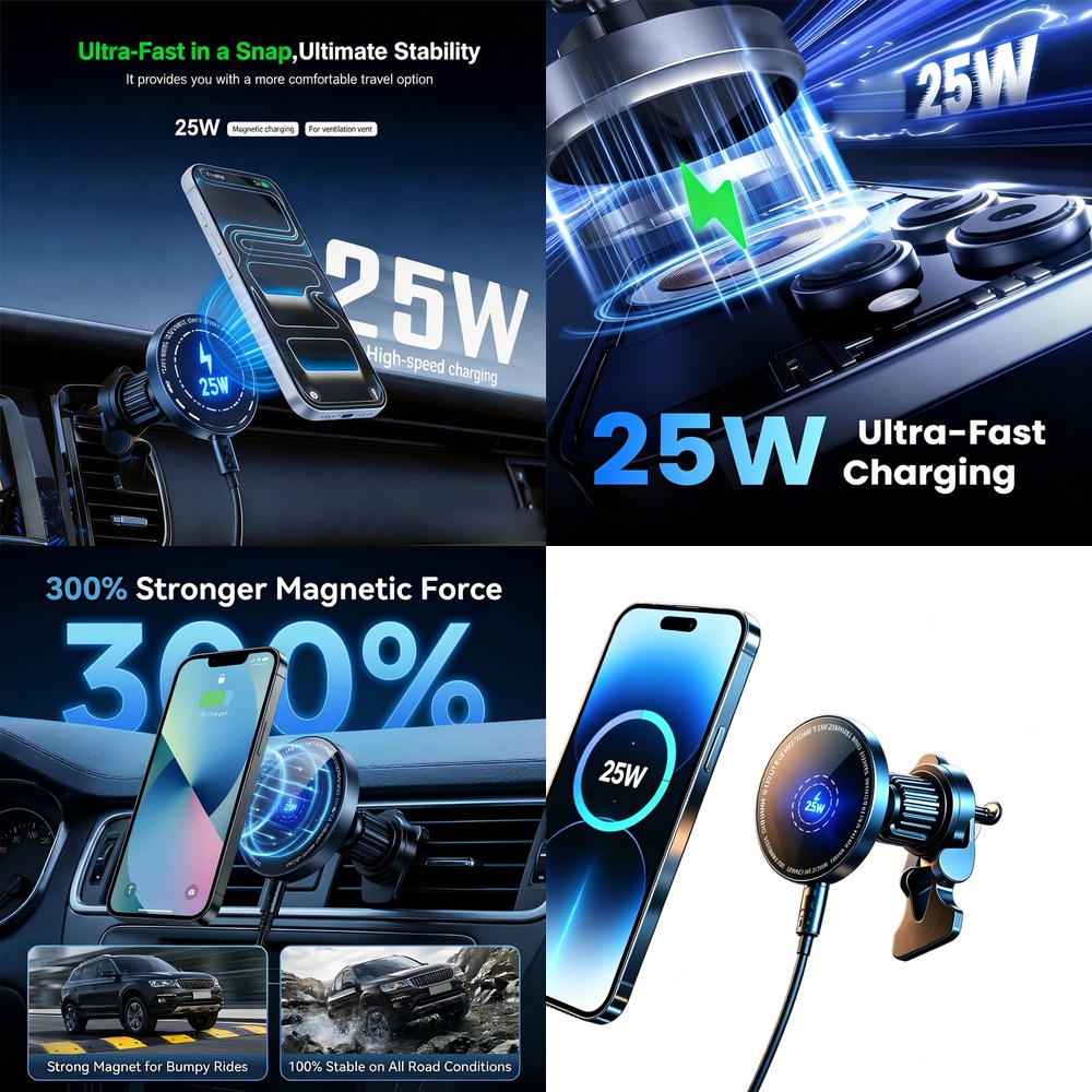 마그네틱 25W 무선 차량용 충전기 아이폰 17 16  - Phone Cooling Fan 리뷰 및 가격